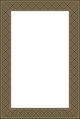 Vector gold and black square Belarusian national ornament frame. Ethnic pattern rectangle of Slavic peoples, Russian, Ukrainian, Serb, Pole, Bulgarian. Cross stitch template