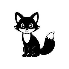 Obraz premium Illustration of a black fox icon on transparent background silhouette