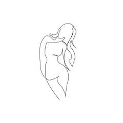 Elegant Woman One Line Art