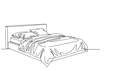 Continuous line drawing of a bed minimalist vector illustration for interior design isolated on whit