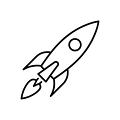 Outline drawing of a space rocket on transparent background
