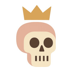 Fototapeta premium PNG Minimalist crowned skull illustration.