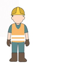 Worker illustration with safety equipment helmet gloves and boots