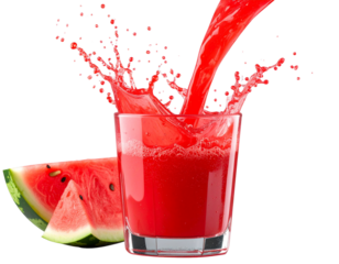 Watermelon Juice Splashing into Glass, Action Shot, Transparent Background
