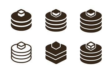 Pancake Logo Variations. Making pancakes on a cold morning. Set Logo of Food: pancake stack with butter icon. harmonious logo variations of the same emblematic