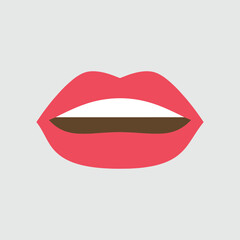 Red Lips Icon – Minimal Vector Mouth Illustration for Beauty and Cosmetics Design