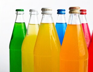Various soda beverage on simple bottle isolated on plain background. 