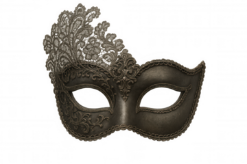 Ornate venetian masquerade mask on transparent background, symbolizing mystery, elegance, and carnival traditions