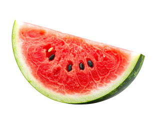 Watermelon Slice with Bite Taken, Angled View, Transparent Background