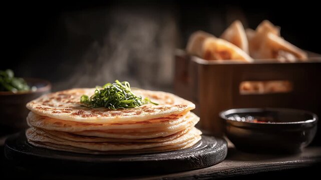 Hot and Steaming Scallion Pancake Delicious Appetite