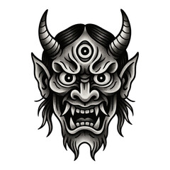 Fototapeta premium PNG Traditional demon mask illustration.