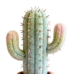 Naklejka premium Green cactus with pink tips isolated on transparent background