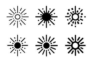 Radiant Burst Logos. Light particles bursting from a source. Set Logo of Science: radiant burst icon. harmonious logo variations of the same emblematic