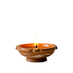 Traditional Handmade Diya with Flame — Symbol of Light for Hindu Festivals and Rituals