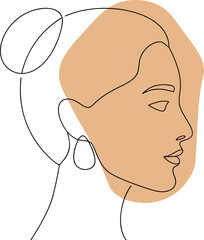 Minimalist woman face profile abstract line art black