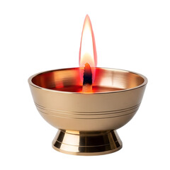 Traditional Metal Diya with Flame — Perfect for Diwali, Durga Puja, and Spiritual Celebrations