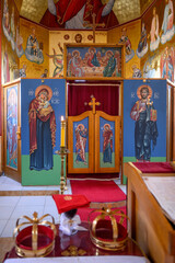 Interior of the Serbian Orthodox Church in Petrovaradin, Serbia.