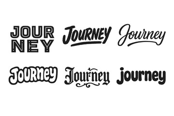 Obraz premium Creative Lettering Variations. Journey. Set lettering. harmonious lettering variations of the same emblematic concept, each with different artistic