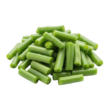 Pile of fresh green cut green beans against a background image