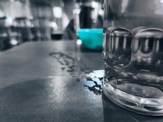 glass of water on the table