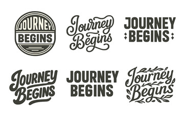 Obraz premium Journey Lettering Variations. Journey begins. Set lettering. harmonious lettering variations of the same emblematic concept, each with different artistic
