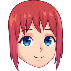 Pixel Art Portrait of a Young Woman With Short Pink Hair Blue Eyes Smiling Gently Front View With Transparent Background And Subtle Lighting