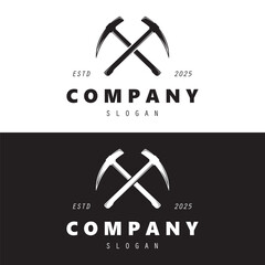 Shovel and pickaxe hand tool logo for agriculture, excavation,building, mining foundation, gardening vector