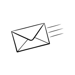 Flying envelope with speed lines art on transparent background