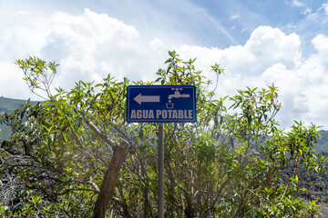 Drinking water sign, clean and pure water