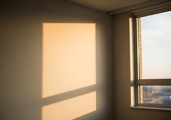 Sunlight streams into an austere room, illuminating a blank wall design