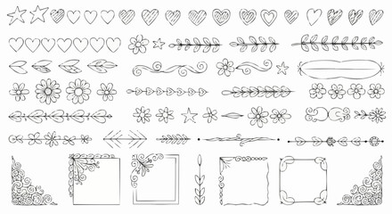 Hand-Drawn Decorative Elements - Borders, Corners, and Dividers.