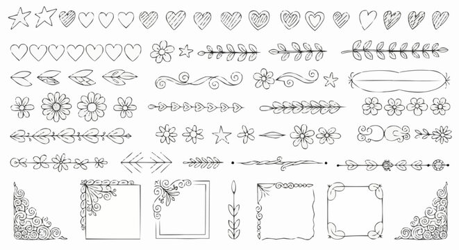 Hand-Drawn Decorative Elements - Borders, Corners, and Dividers.