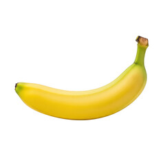 Single yellow banana with green stem on background fruit food