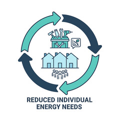 2D flat icon of the tool library, reduced individual energy needs in vector format