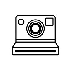 Fototapeta premium Outline drawing of instant camera on transparent background silhouette