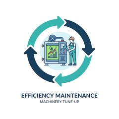 2D flat icon of machinery tune-up, efficiency maintenance in vector format