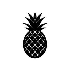 Obraz premium Silhouette of a tropical pineapple on transparent background