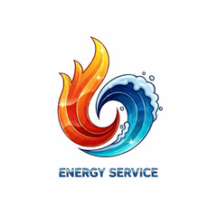 Dynamic swirl logo of fire and water elements for energy service.