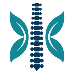 Creative design vector art of chiropractic spine logo with butterfly wings, representing health and wellness