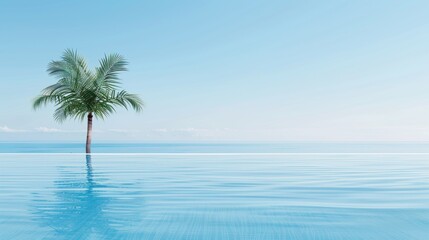 Fototapeta premium Elegant luxury hotel infinity pool with ocean view under bright sunlight for tropical getaway