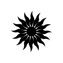 Obraz premium Black sun with petal like shapes on transparent background silhouette