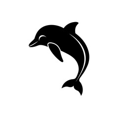 Fototapeta premium Silhouette of a leaping dolphin art on transparent background