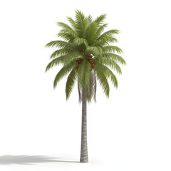 A tall, lush coconut tree.