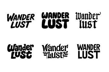 Creative Lettering Grid. Wanderlust inspiration. Set lettering. harmonious lettering variations of the same emblematic concept (Grunge textured brush