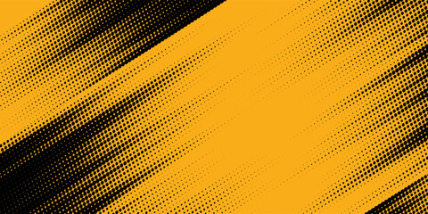 Black halftone pattern. Retro comic gradient background. Bright orange pixel dotted texture overlay. Cartoon pop art faded gradient pattern.vector background