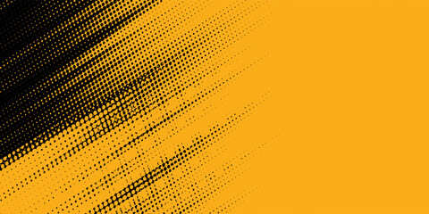 Black halftone pattern. Retro comic gradient background. Bright orange pixel dotted texture overlay. Cartoon pop art faded gradient pattern.vector background