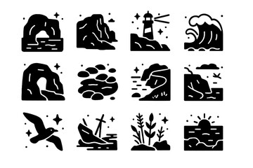 Digital Coastal Horizons. Digital life. Hand-drawn doodle illustration digital life smartphone colored, video call screen, laptop colored, social media icons,