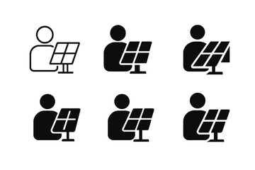 Renewable Energy Logos. Career opportunities in the renewable energy sector. Set Logo of Careers: solar panel and person icon. harmonious logo variations of