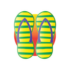 Striped Flip Flops Beach Vacation Footwear Illustration