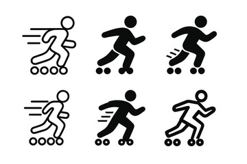 Rollerblading Logo Variations. Rollerblading in the park. Set Logo of Outdoor sports: skating motion lines. harmonious logo variations of the same emblematic